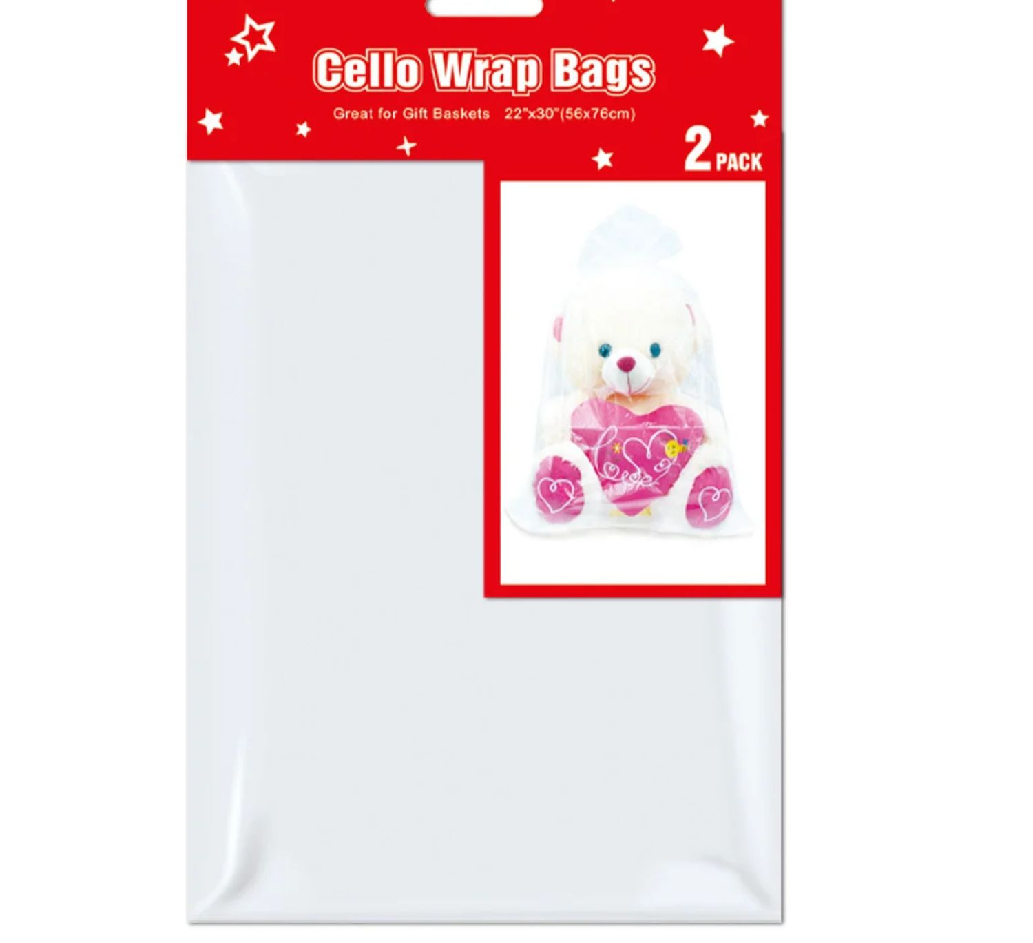 CELLO WRAP BAG 22" X 30" , 2 PACK, NO DISCOUNT