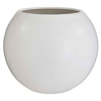 8.5”H X 10.5” D (OPEN 6”)  WHITE CERAMIC BUBBLE/FISH BOWL MATTE FINISH