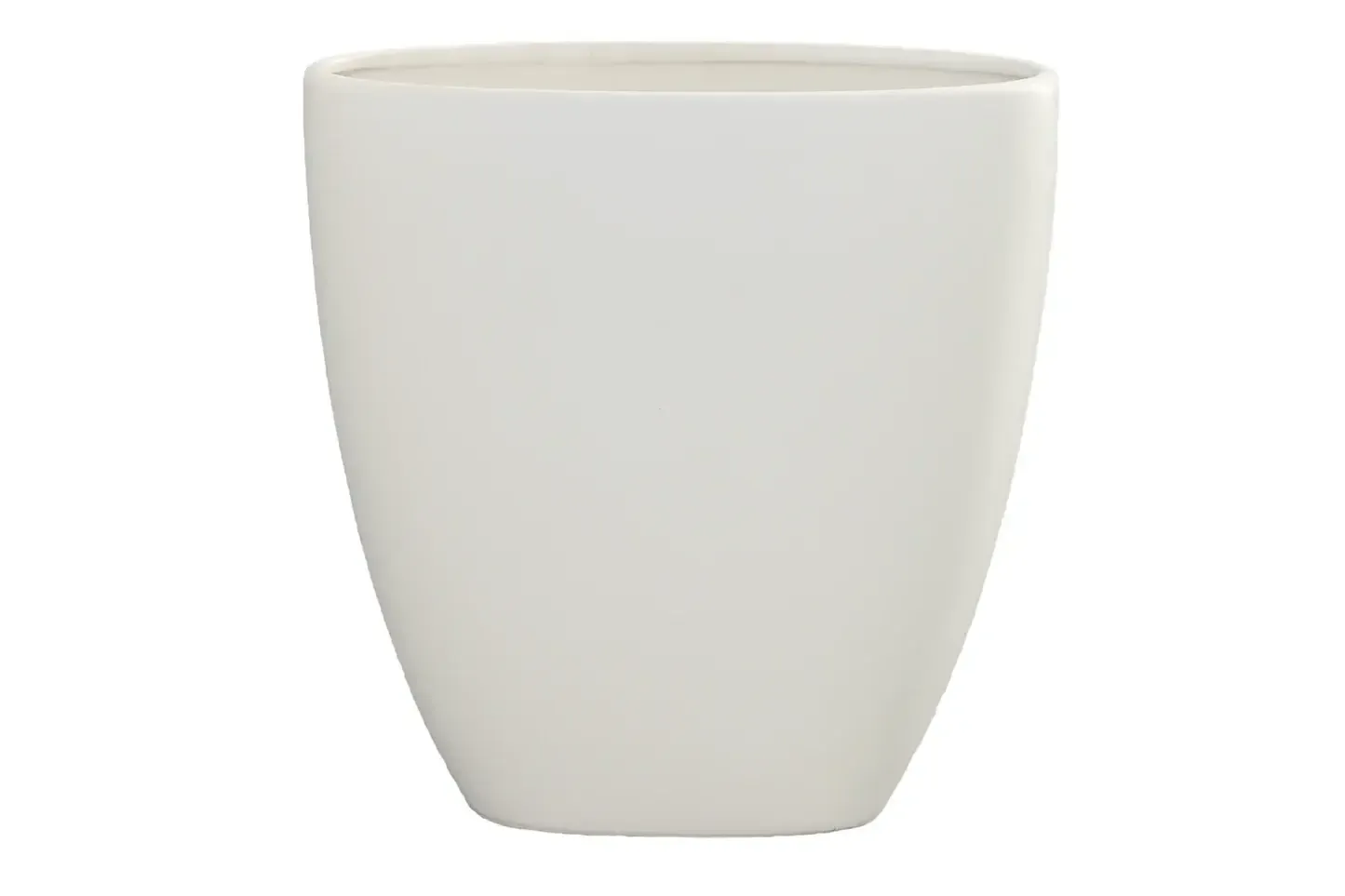 12”H X 6” X 11.5”L MATTE WHITE CERAMIC SASSO LIKE VASE