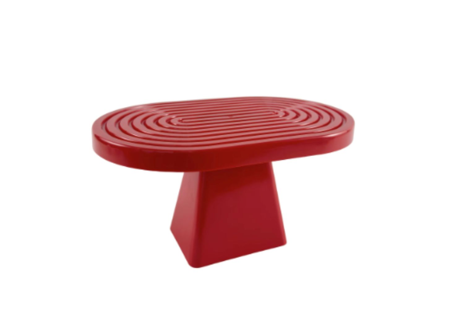 6”H X 11” L X 7”W RED PLASTIC OVAL CAKE AND CUPCAKE STAND