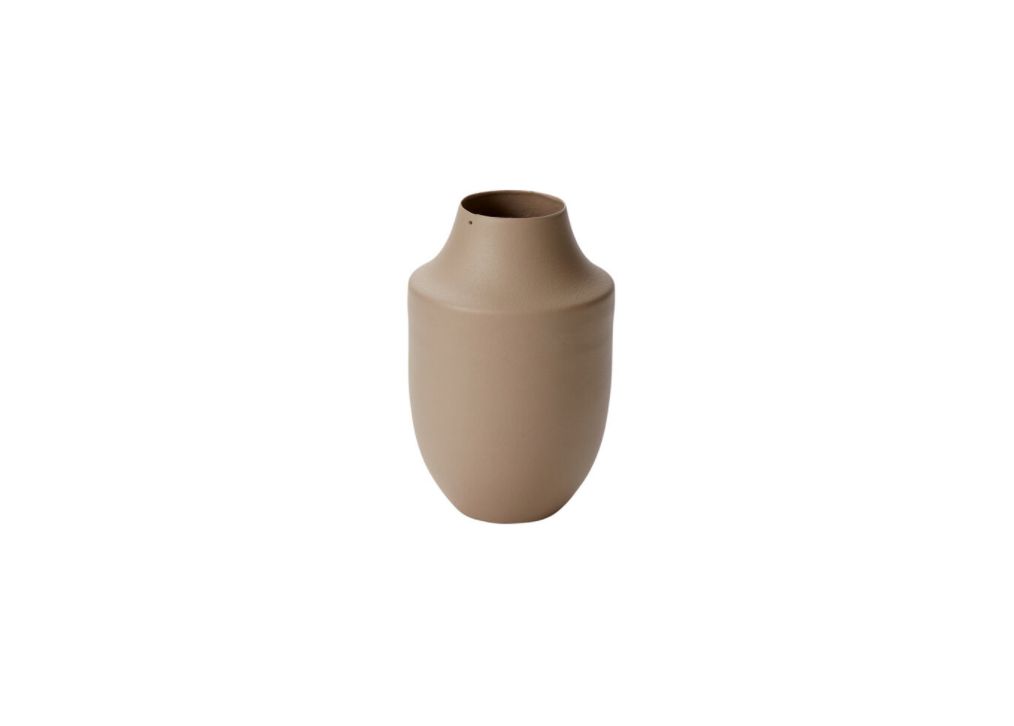 5.5”H X 3.75” TAN METAL PIEDMONT BUDVASE