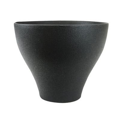 9”H X 11” ELLY BLACK CERAMIC TAPERED PLANTER