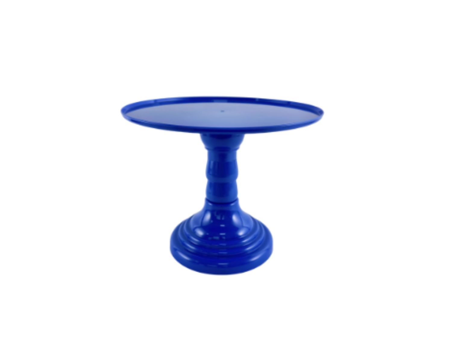 9”H X 11” NAVY BLUE ROUND PLASTIC ADJUSTABLE CAKE AND CUPCAKE STAND (THE HEIGHT CAN BE ADJUSTED AS LOW AS 6.25”H)