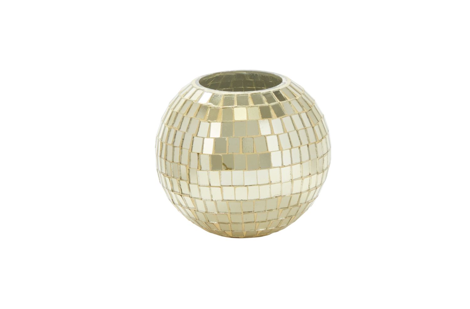 4.5”H X 4.5”D GOLD GLASS TWILA DISCO BALL VASE