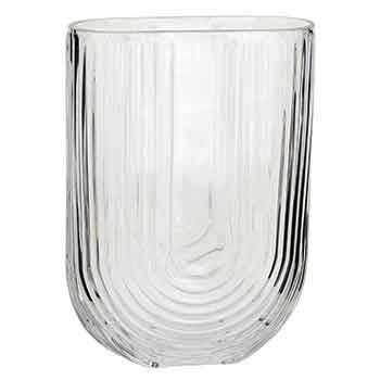 9.5”h x 2.25”w x 6”L OVAL GLASS U-SHAPE DESIGNER VASE