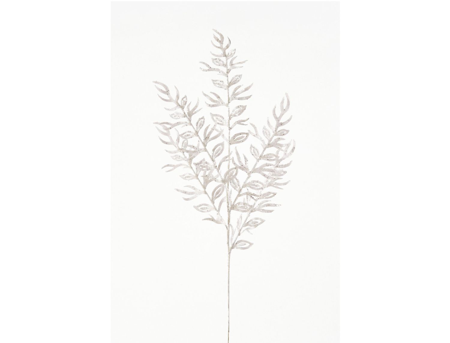 26"H WHITE GLITTER LEAF SPRY