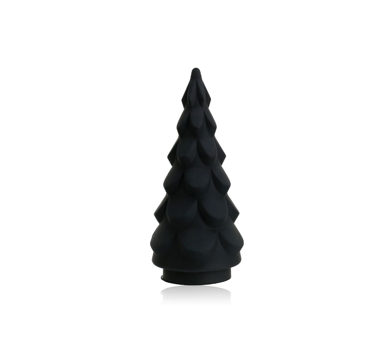 14”H X 6.75” BLACK FROSTED GLASS CHRISTMAS TREE