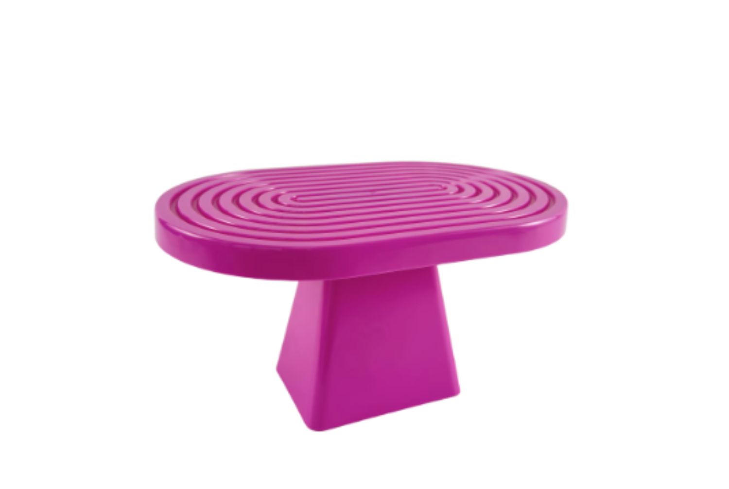 6”H X 11” L X 7”W FUCSHIA PLASTIC OVAL CAKE AND CUPCAKE STAND