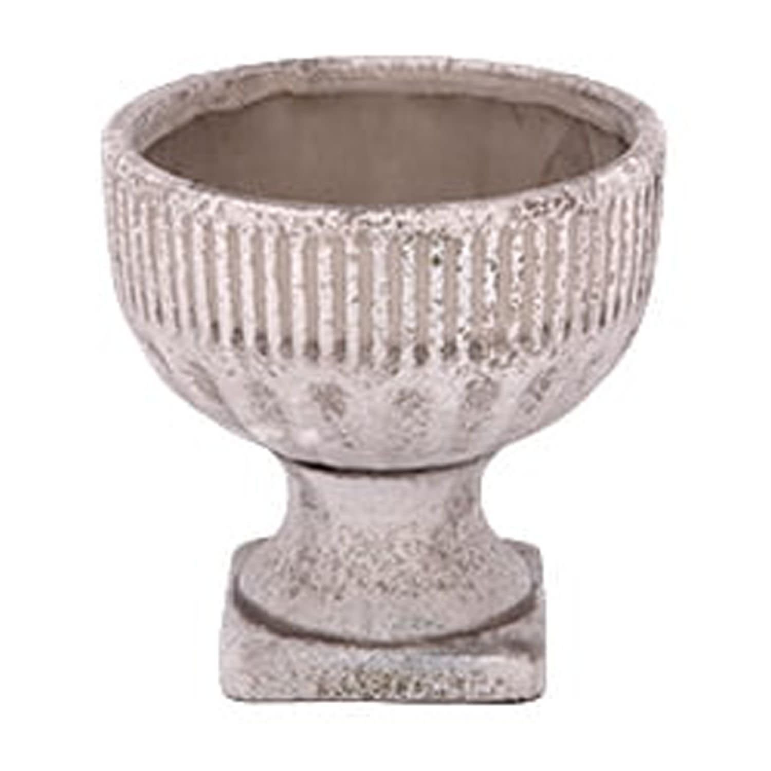 5.5"H X 5.75" WHITE WASH TERRACOTTA VASE