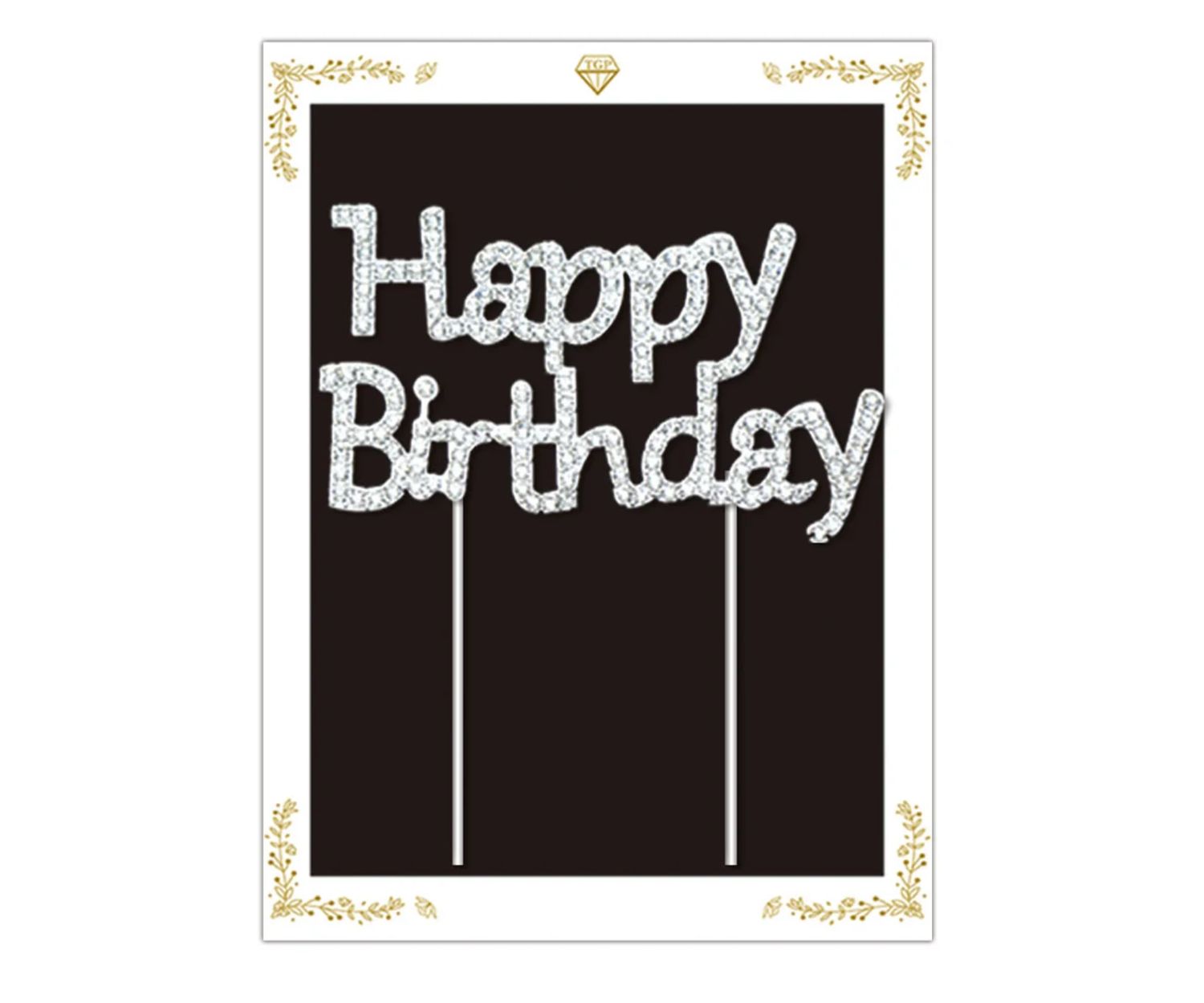 SILVER RHINESTONE CAKE STOPPER “HAPPY BIRTHDAY”