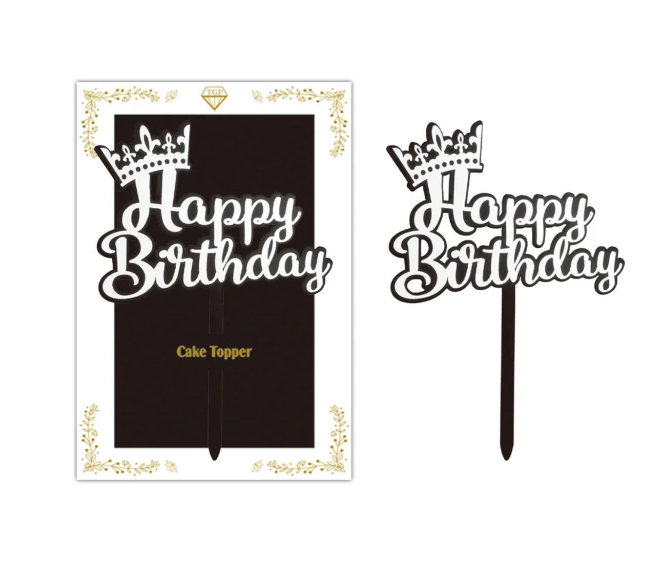 SILVER HAPPY BIRTHDAY CAKE TOPER
