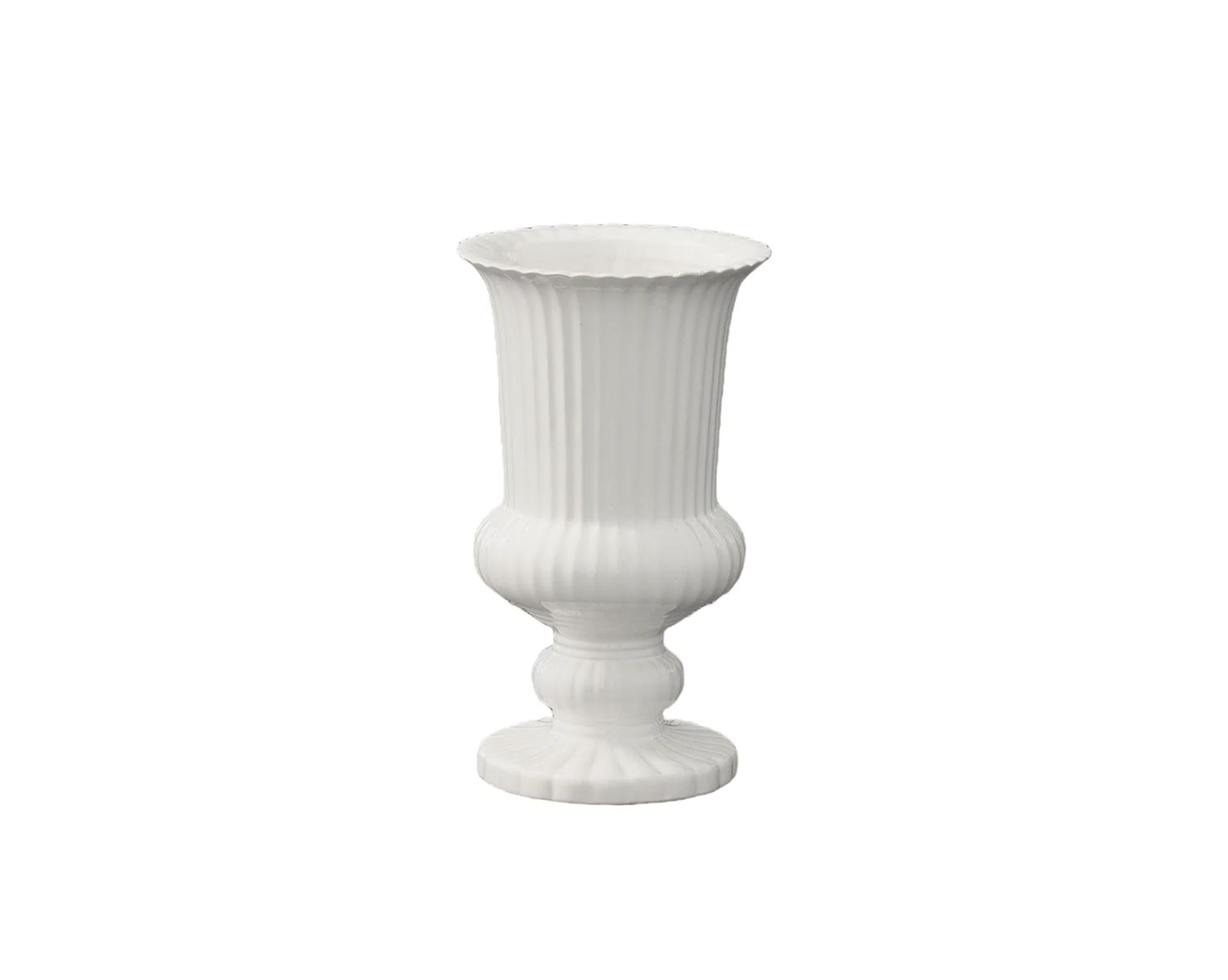8”H X 5” GLOSSY WHITE CERAMIC PEDESTAL