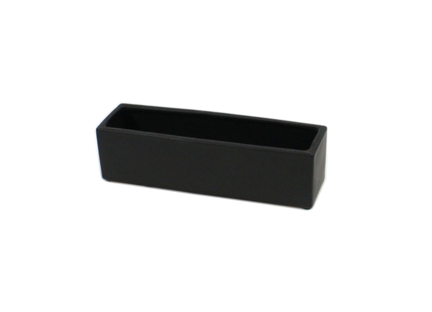 4"H X 12"L X 4"W MATTE BLACK CERAMIC LOW RECTANGLE VASE