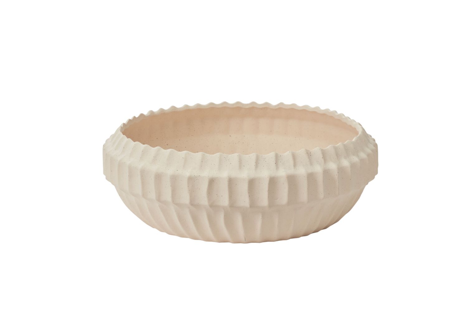 6”H X 18” TAN CERAMIC SERAPHINA BOWL VASE