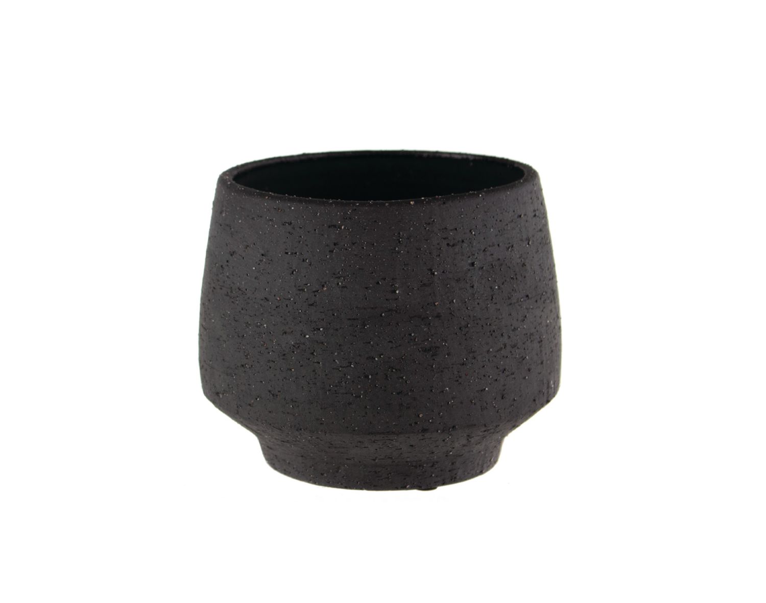 4.75”h x 5.5” CHARCOAL STONEWARE TAPERED POT WITH DRAINAGE PLUG