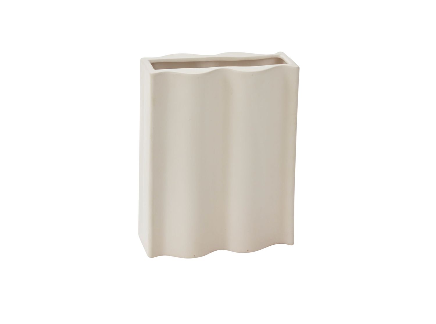 12”H X 5” X 9.5”L OFF-WHITE CERAMIC MOVEMENT VASE