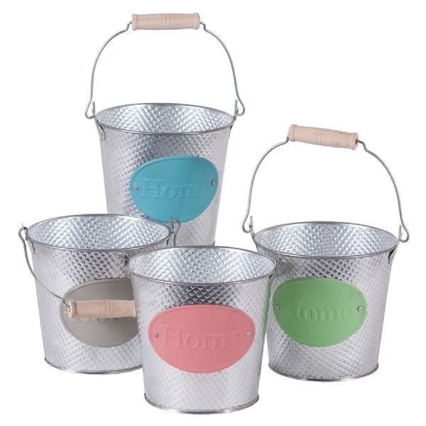 4.5"h x 4.75" ROUND METAL "HOME" METAL CONTAINER (price per each, box has asst.)