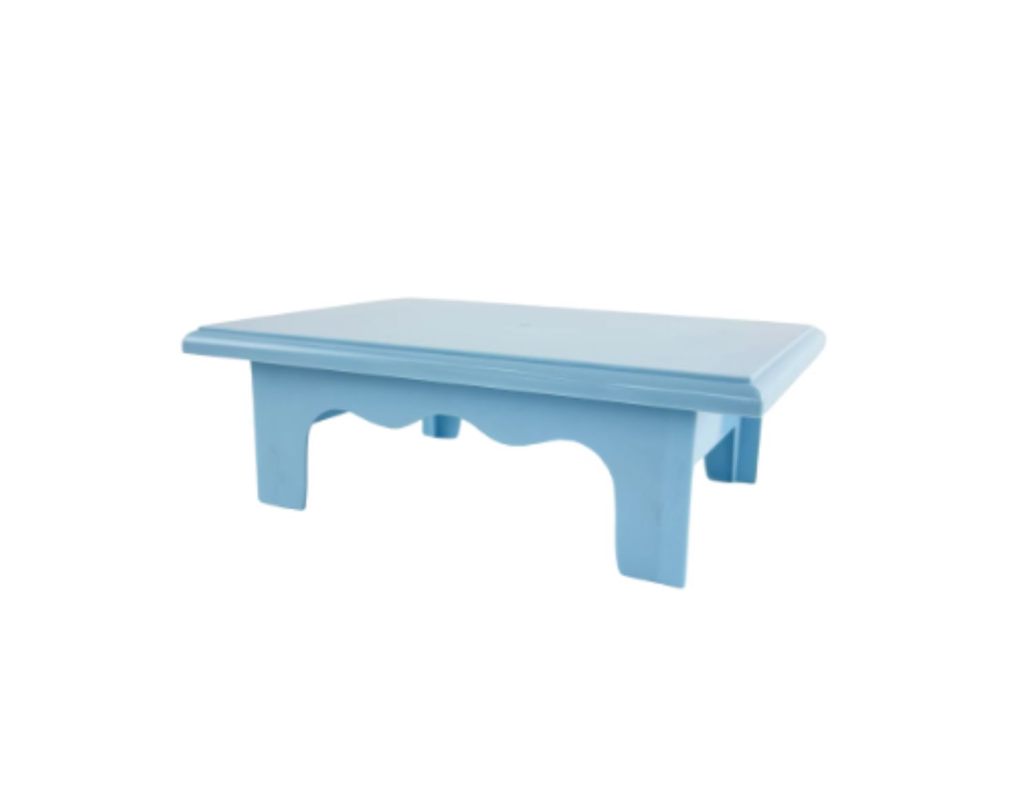 3.25’h x 7”W x 10”L LIGHT BLUE PLASTIC RECTANGLE CAKE AND CUPCAKE STAND