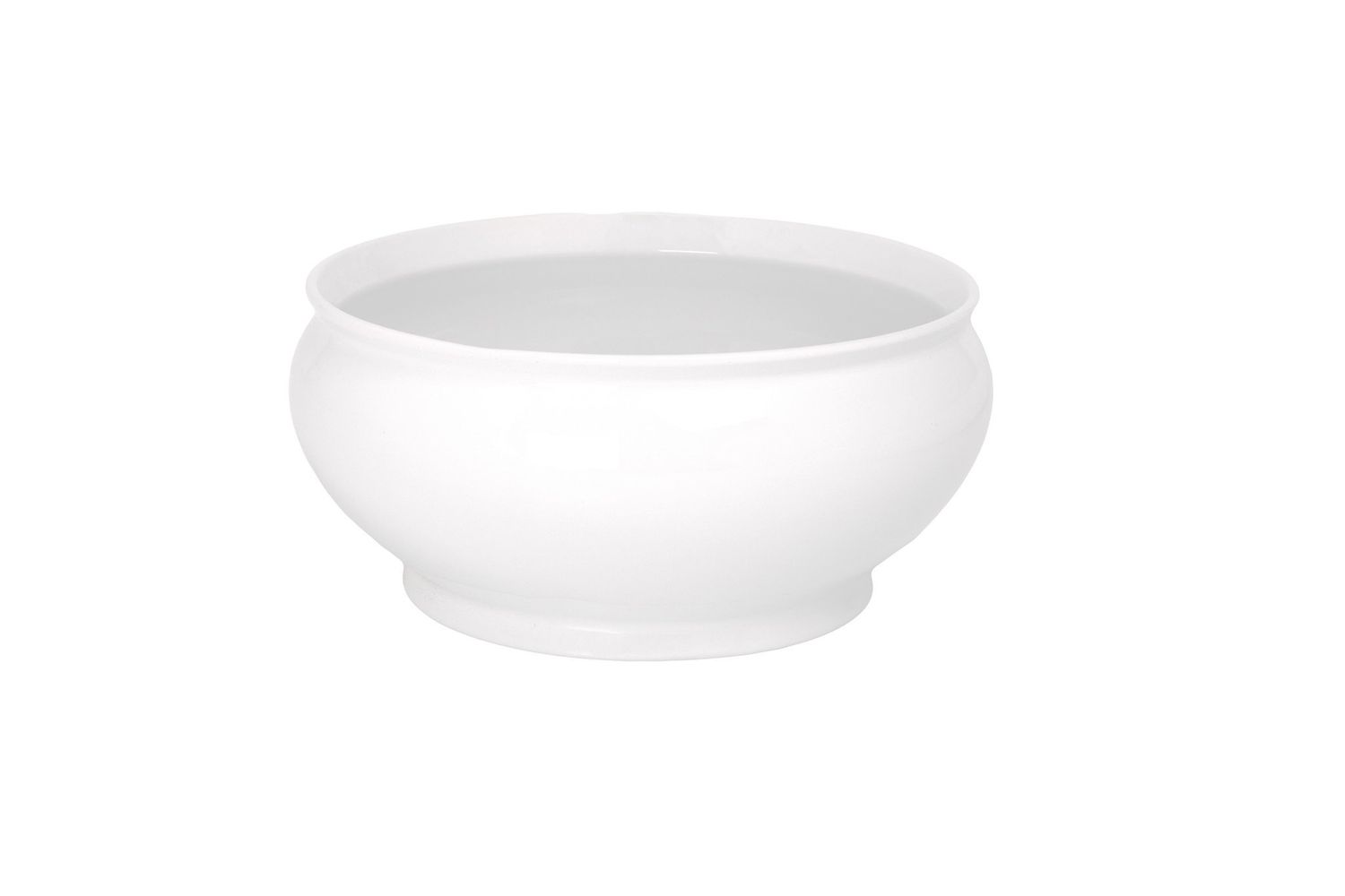 5.75"H X 12.25" GLOSSY WHITE CERAMIC STONEWARE POT