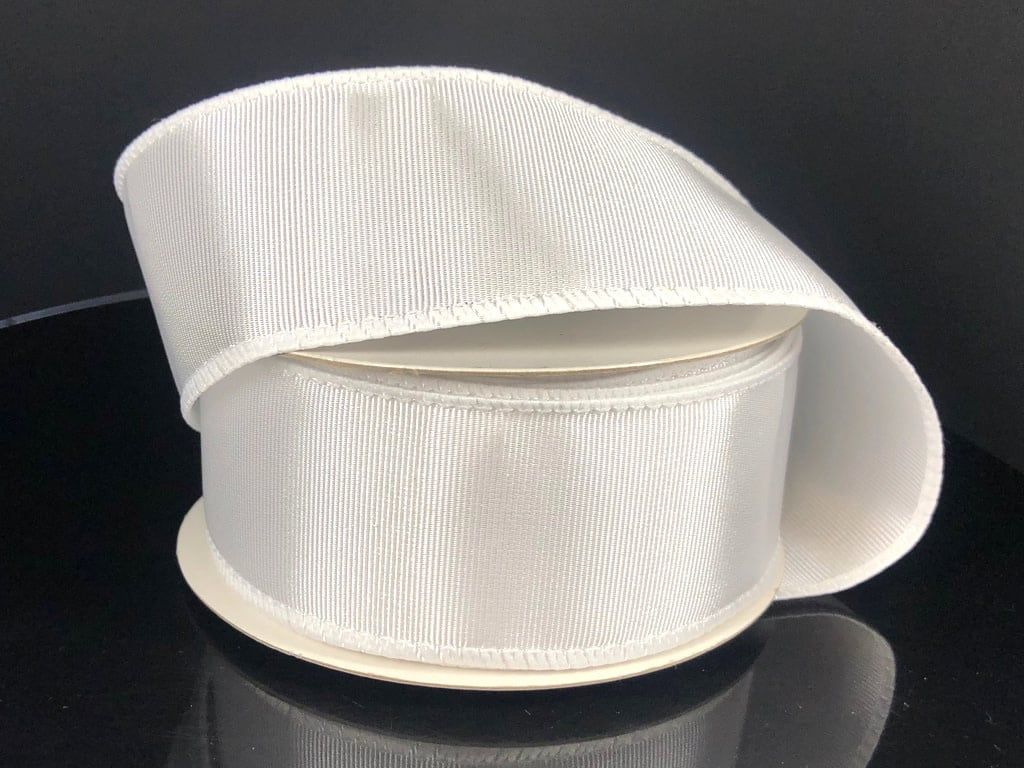 WHITE RIBBED SATIN RIBBON, 1,5" X 10 YDS N.D.