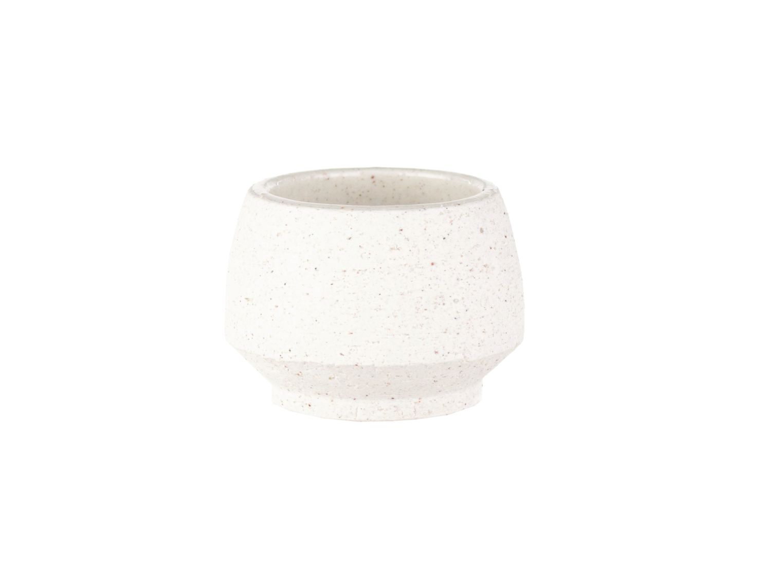 2.25”h x 3” WHITE STONEWARE TAPERED POT WITH DRAINAGE PLUG