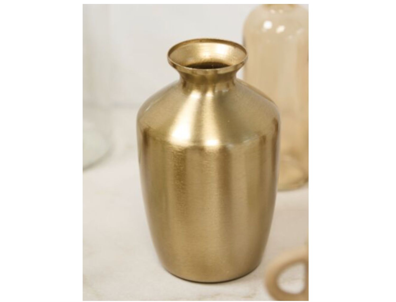 6”H X 3.5” GOLD METAL HARRISON BUDVASE