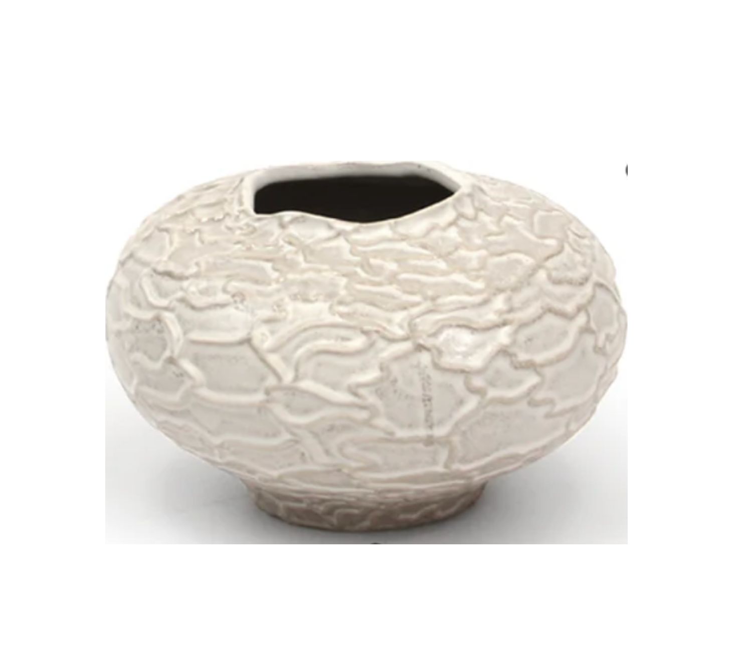7.75”H X 11.25” X 11” BEIGE CERAMIC TERRA SPHERE