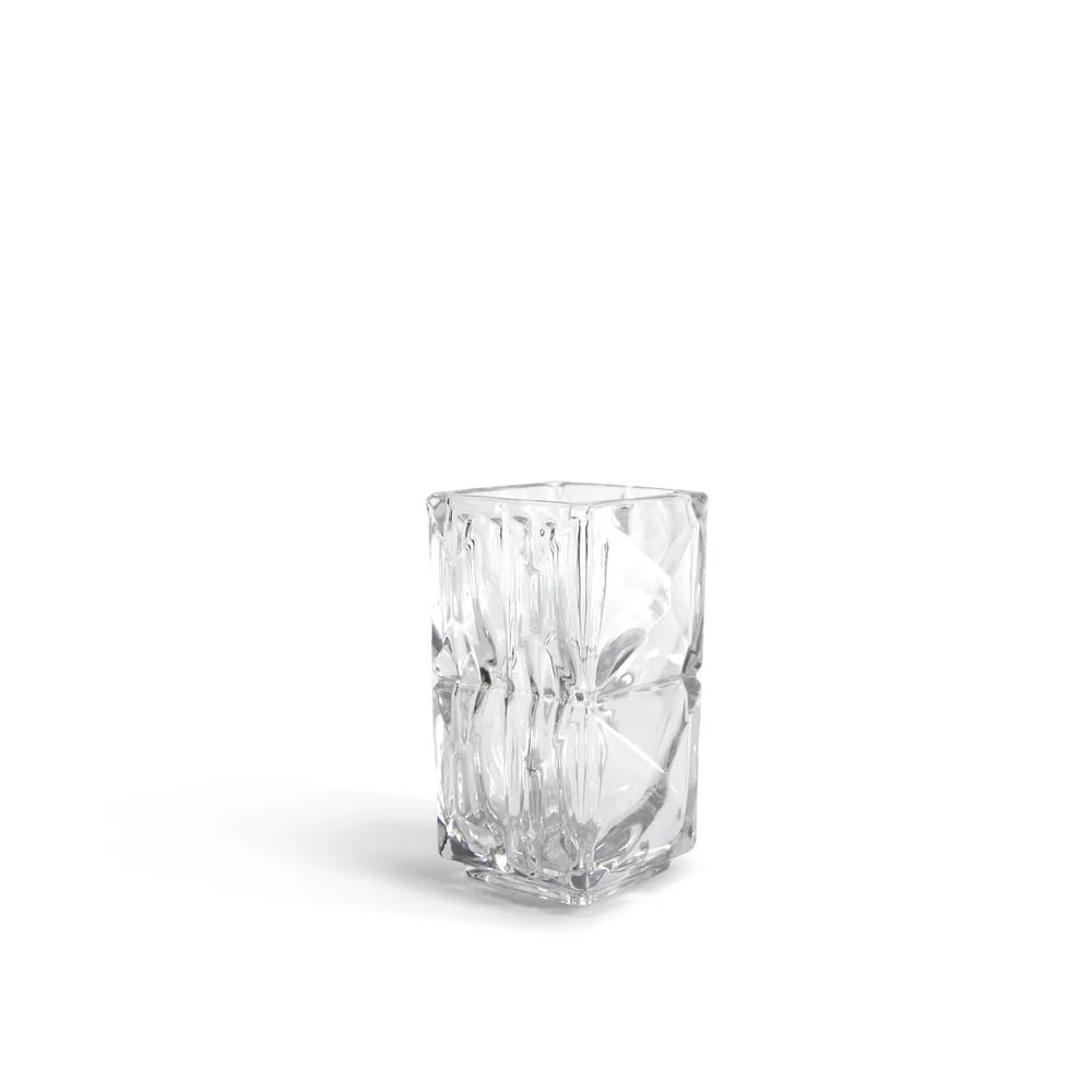 5.25”H X 3.25” X 3.25” CRYSTALLINE EDGE BUDVASE
