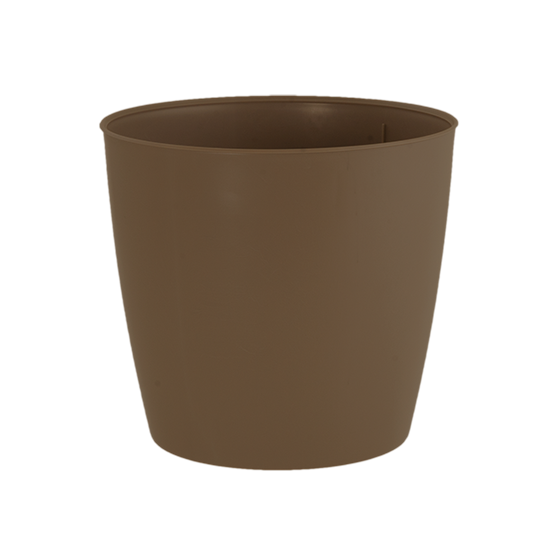 8”H X 8.5” BROWN PLASTIC TAPERED POT COVER