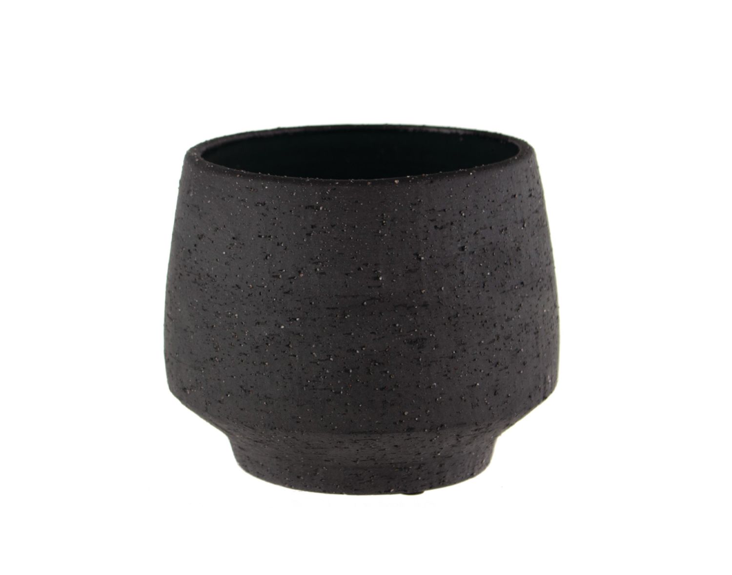 5.25”h x 6” CHARCOAL STONEWARE TAPERED POT WITH DRAINAGE PLUG