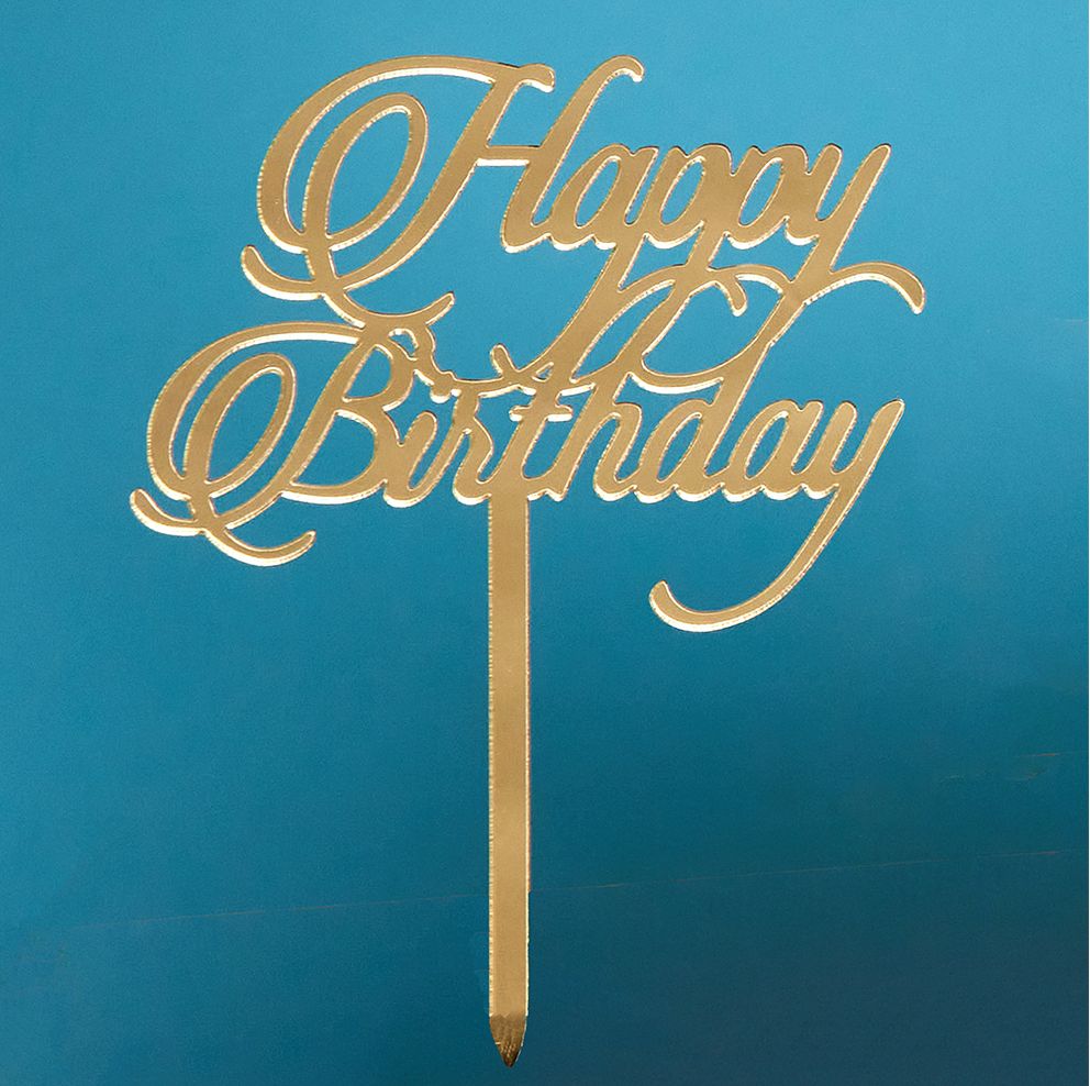 4.5W X 3H ACRYLIC "HAPPY BIRTHDAY" PICK GOLD