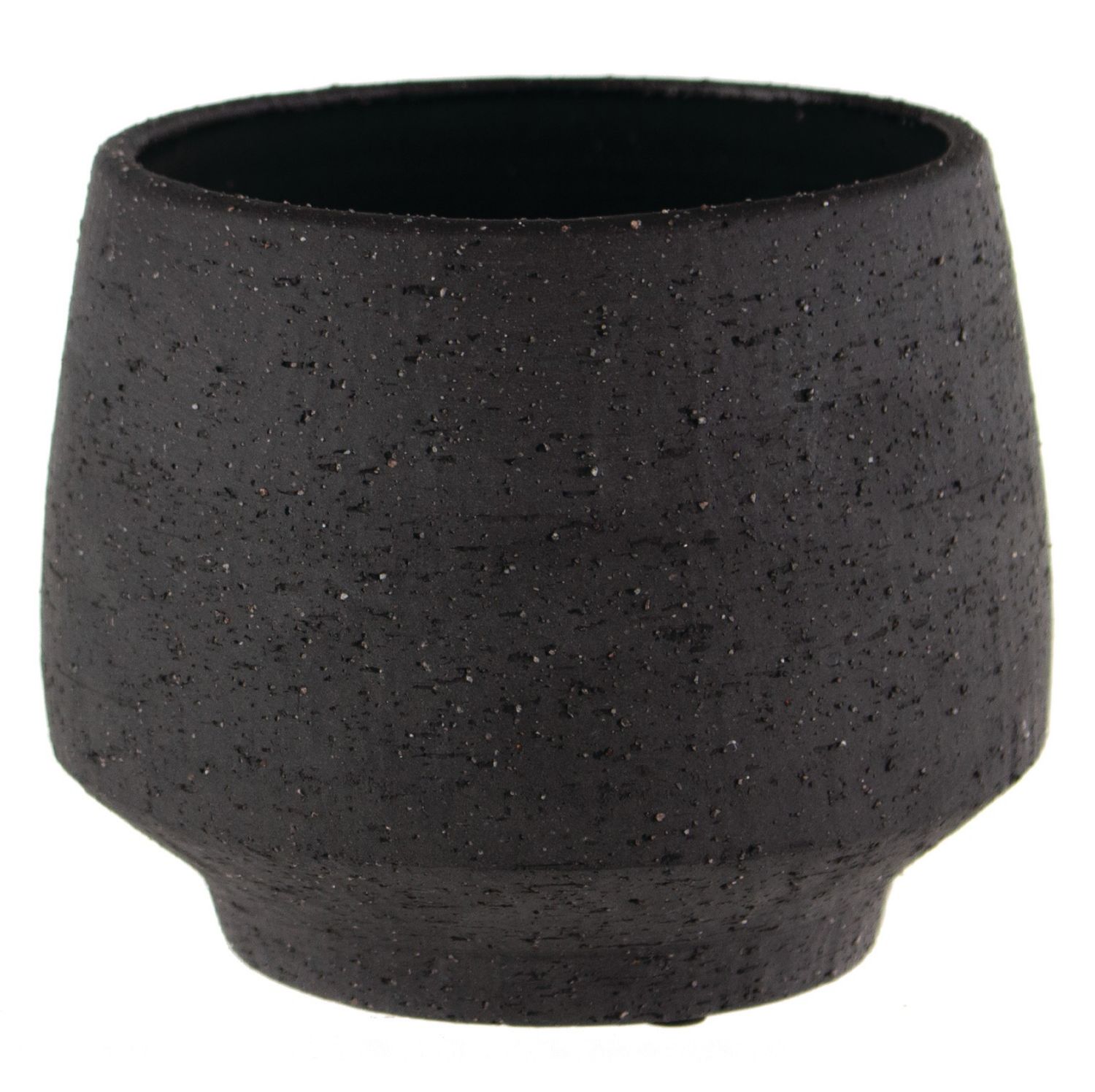 5.5”h x 8.5” CHARCOAL STONEWARE TAPERED POT WITH DRAINAGE PLUG