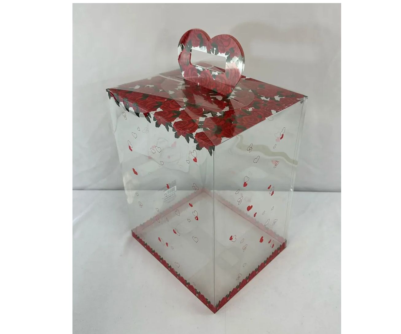 16" CLEAR BOX WITH HEART HANDLE, N.D. (NO FURTHER DISCOUNT)