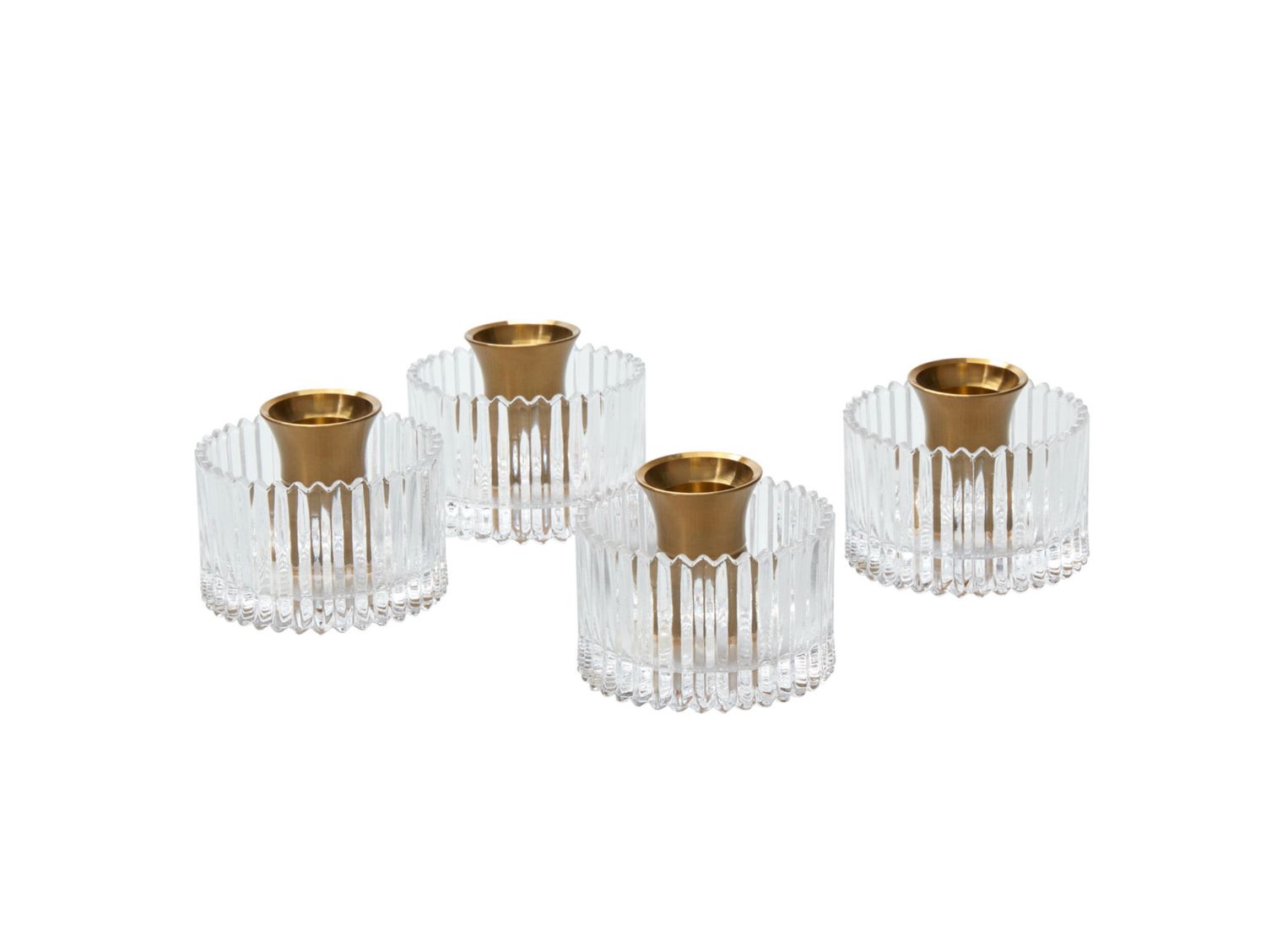2.25”h x 2.75” GLASS SERENADE CANDLEHOLDER - SET OF 4