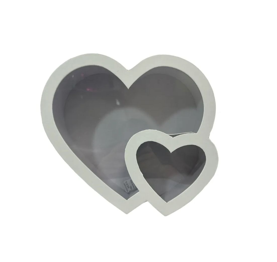 WHITE DOUBLE HEART BOX WITH LID, REG $12.99 (NO FURTHER DISCOUNT)