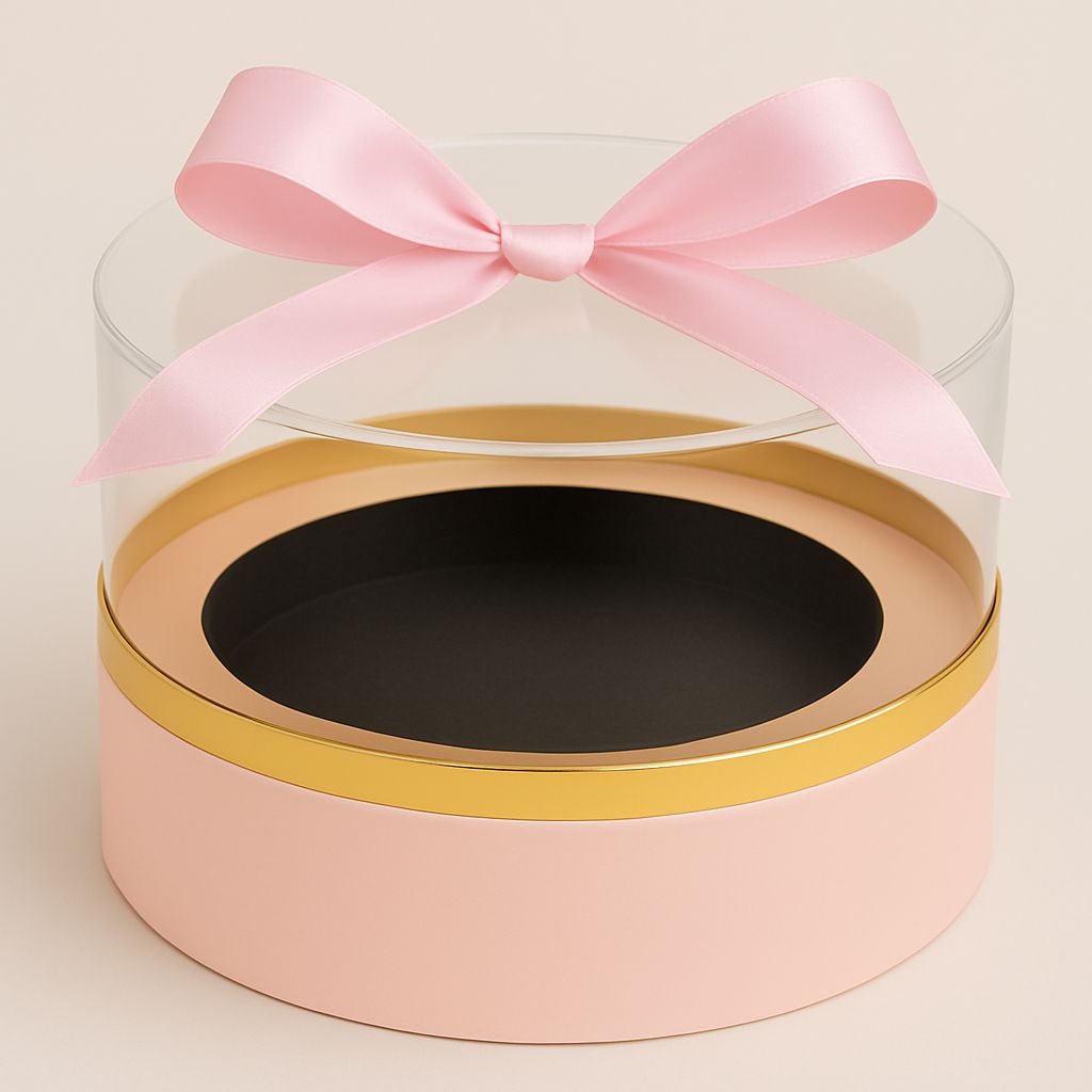 9.5" x 9.5" x 6" PINK CIRCLE SHAPED ACRYLIC BOX, ND