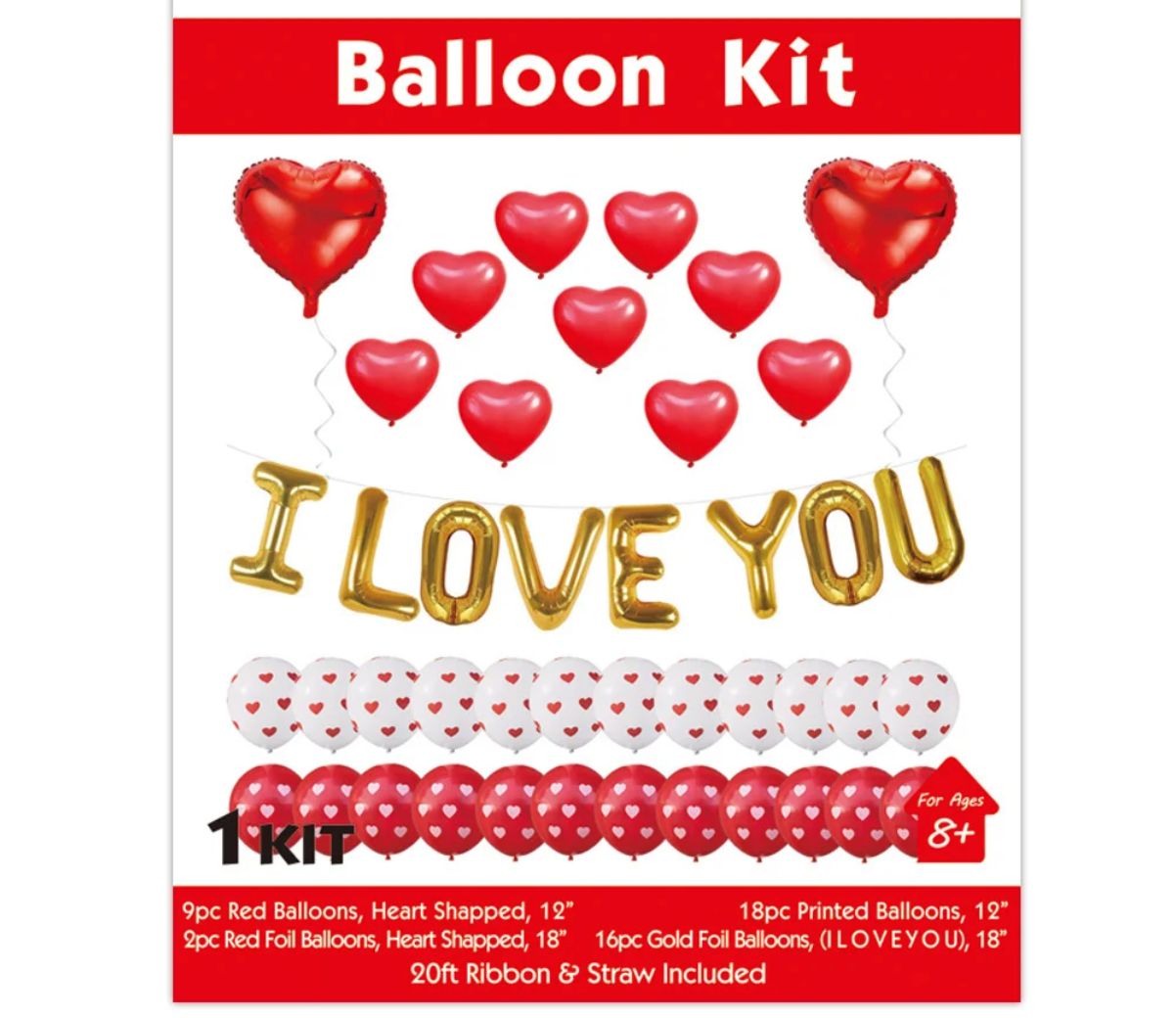 37 PIECE VALENTINE DAY BALLOONS, NO DISCOUNT