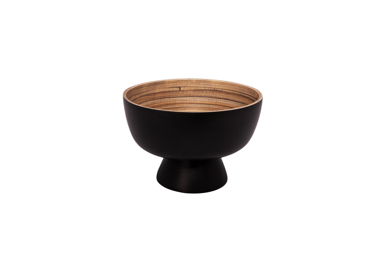 8”H X 12” MATTE BLACK BAMBOO LAQUER COMPOTE (NOT WATER TIGHT)