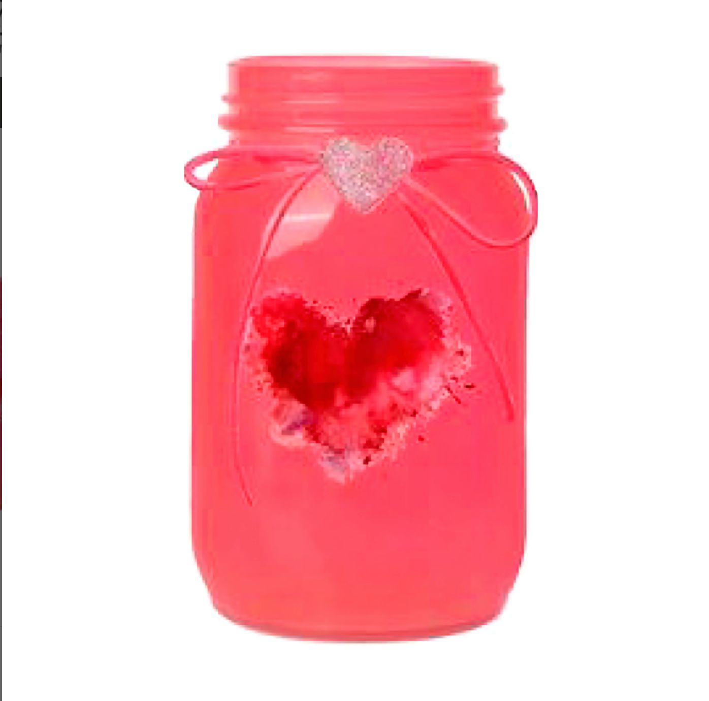 RED GLASS JAR W HEART, REG $3.99, NO FURTHER DISCOUNT
