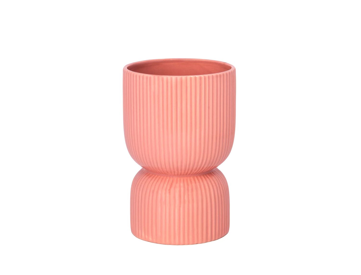8”H X 5.5”PINK CERAMIC BODY VASE