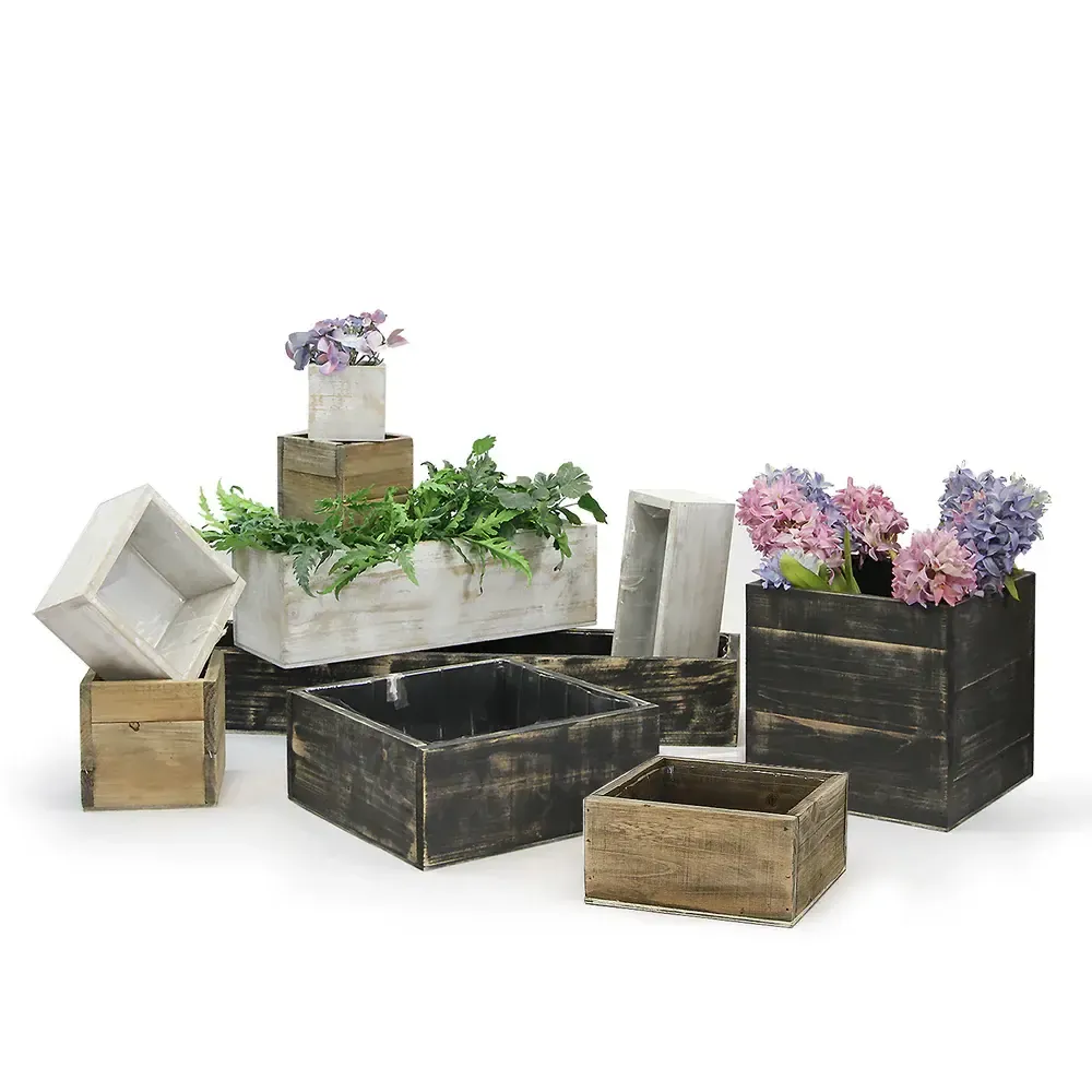 6” X 6” X 6” BLACK RECLAIMED WOODLAND VASE