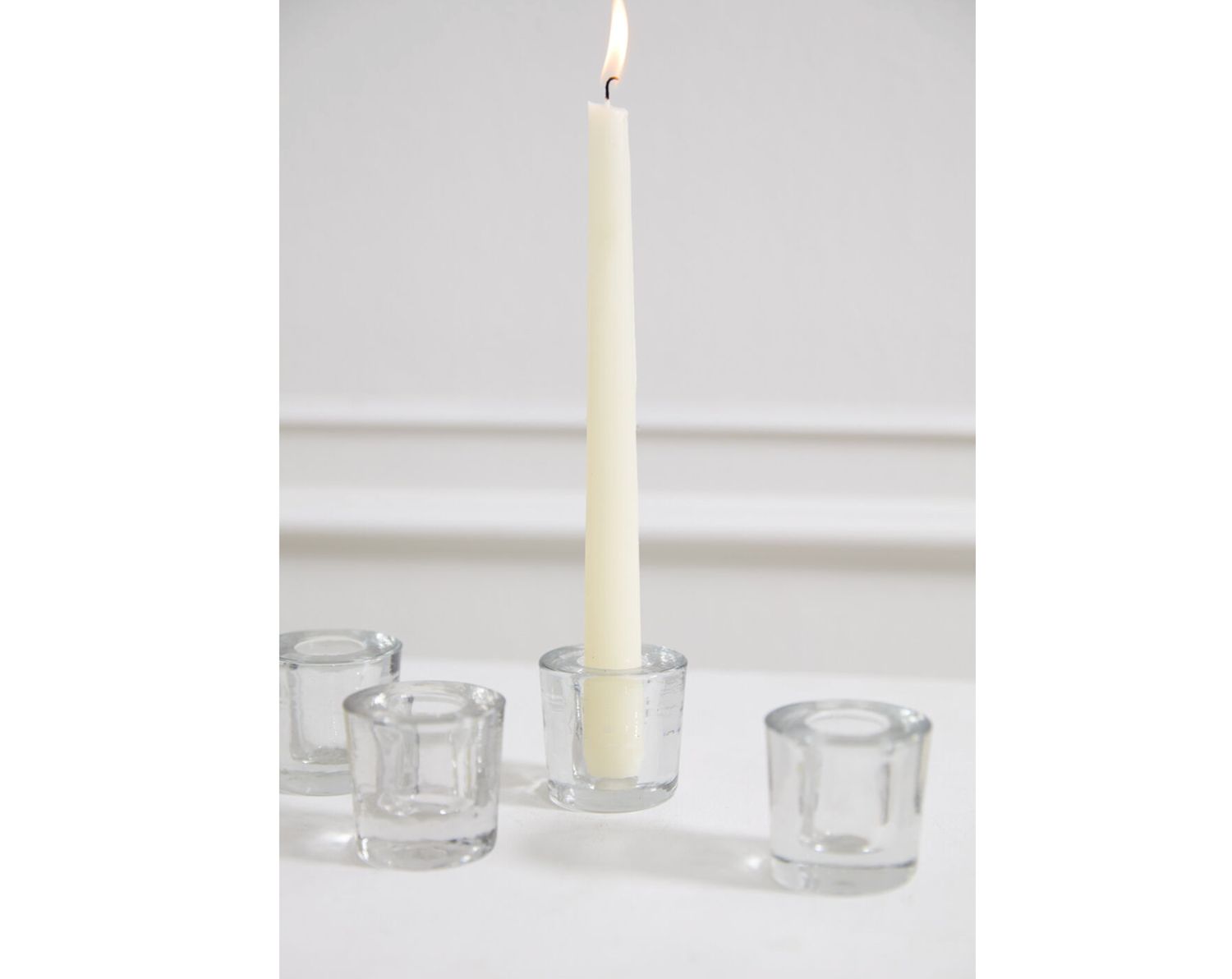 2” X 2” GLASS TOKEN TAPER CANDLEHOLDER - SET OF 4