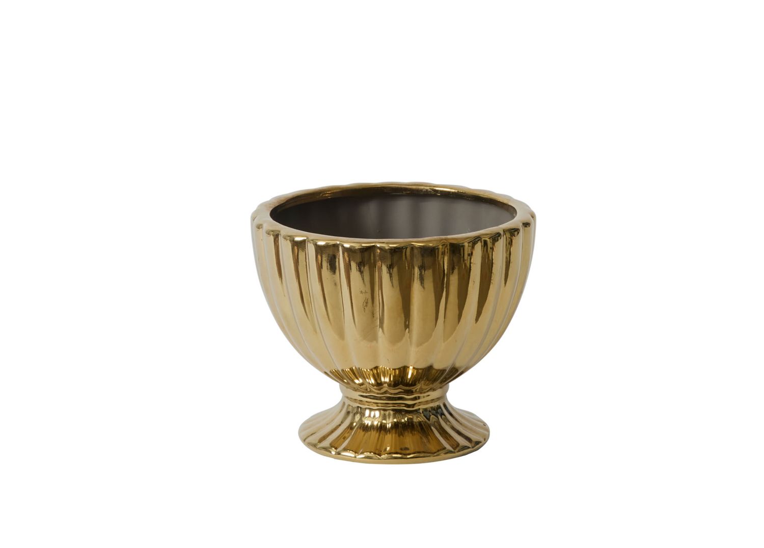 5”H X 6” GOLD CERAMIC CORONATION COMPOTE