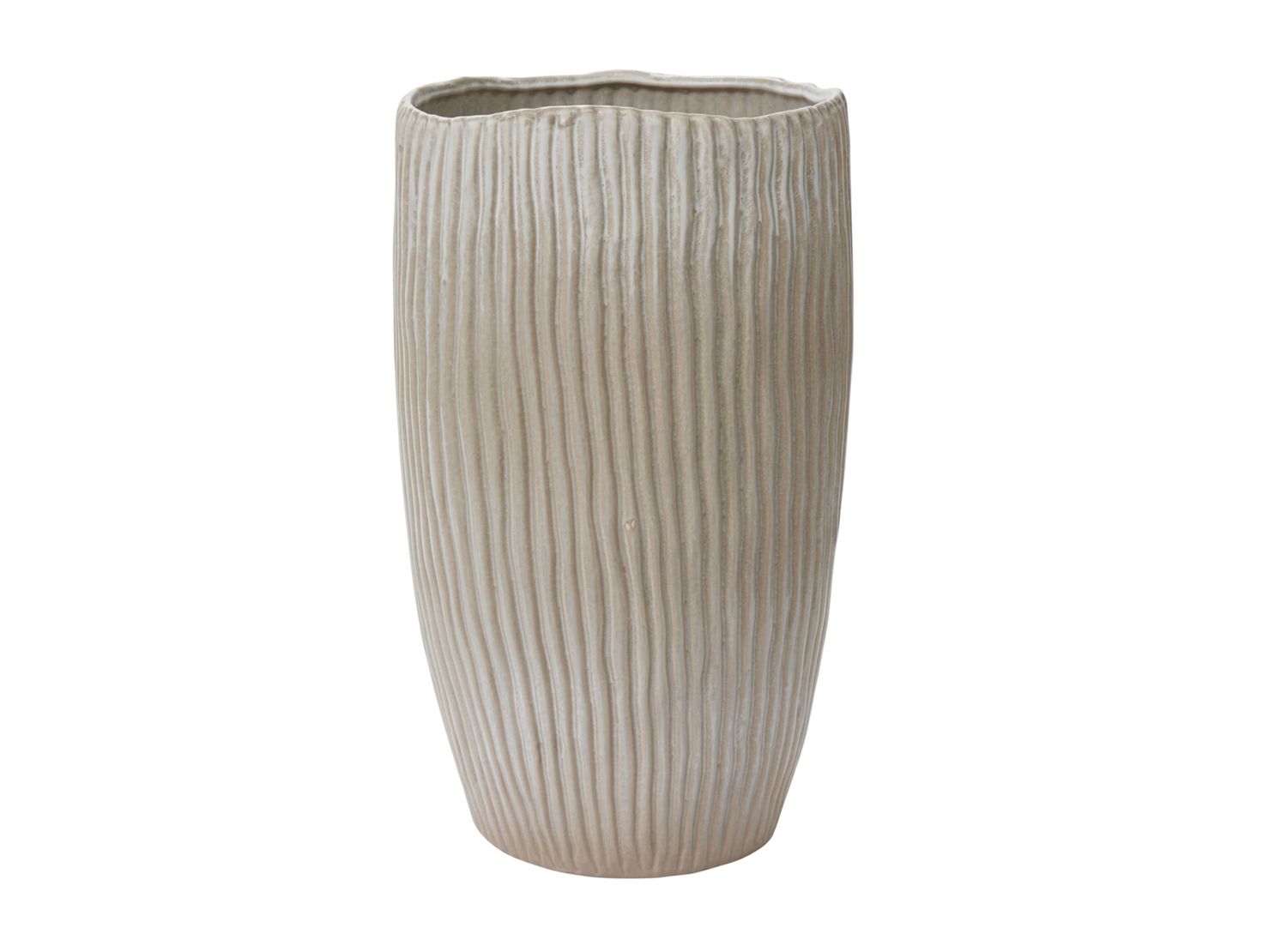 19.25”H X 11.5” BROWN CERAMIC RIPTIDE POT PLANTER