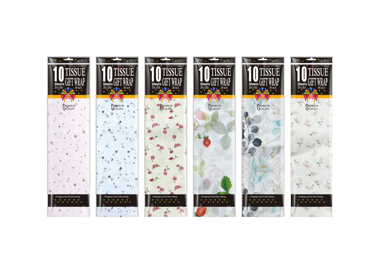 10 COUNT , 20" X 20", PRINTED TISSUE PAPER ND