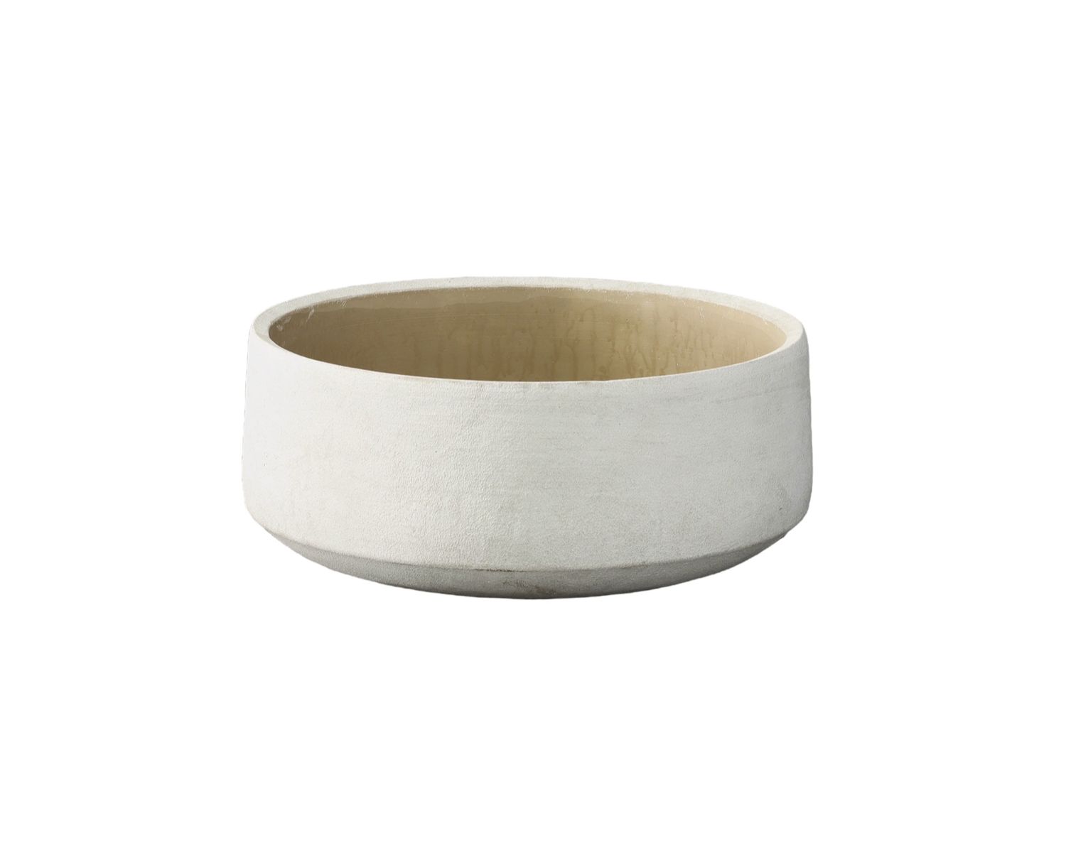 4”H X 9.5” WHITE TERRACOTTA EMBOSSED SMOOTH LOW BOWL