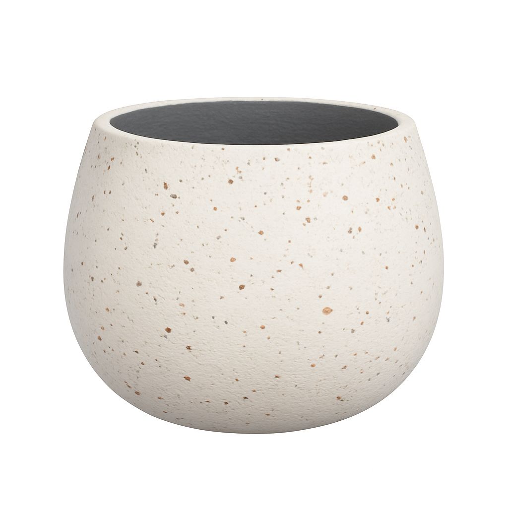 12"h x 15" CEMENT FLOWER POT  WHITE