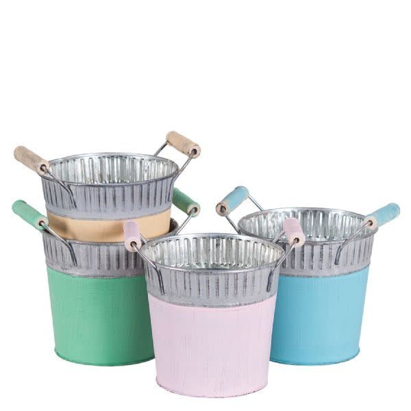 4.5"H X 4.75" ROUND GALVANIZED METAL POT (PRICE PER EACH, BOX HAS ASST.)