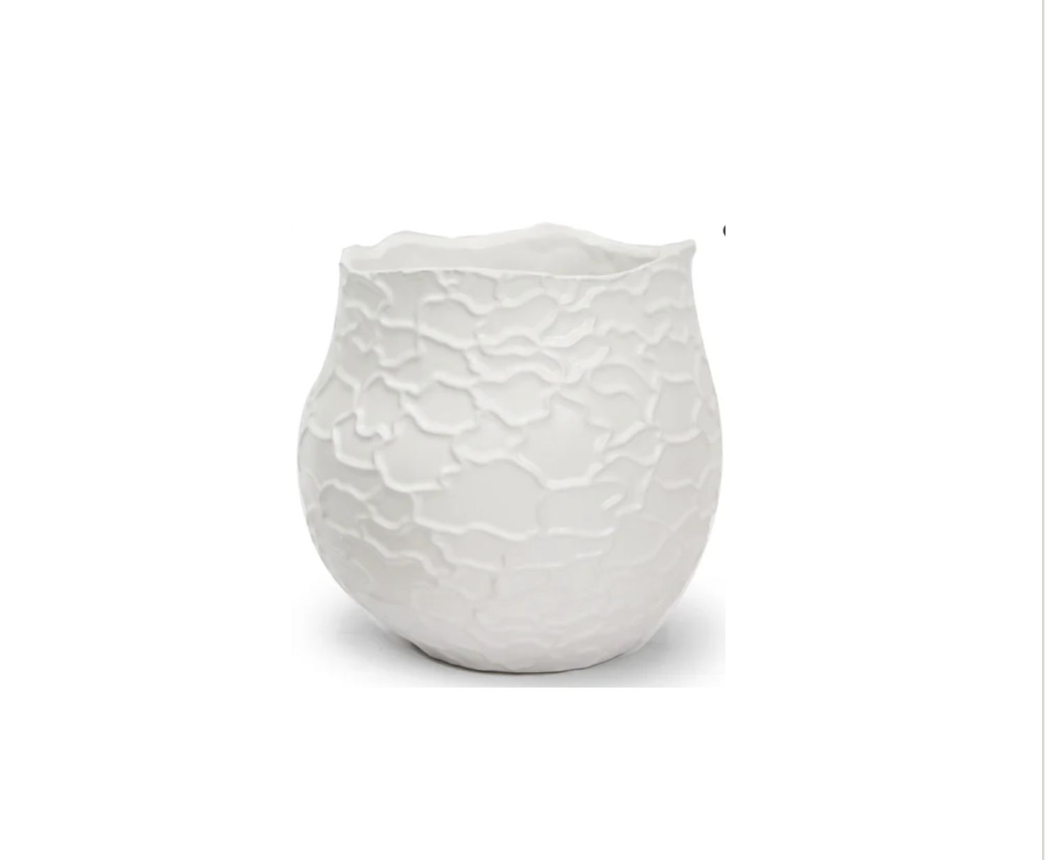 5.5”H X 5.75” X 5.5” WHITE CERAMIC OVELLA PLANTER POT