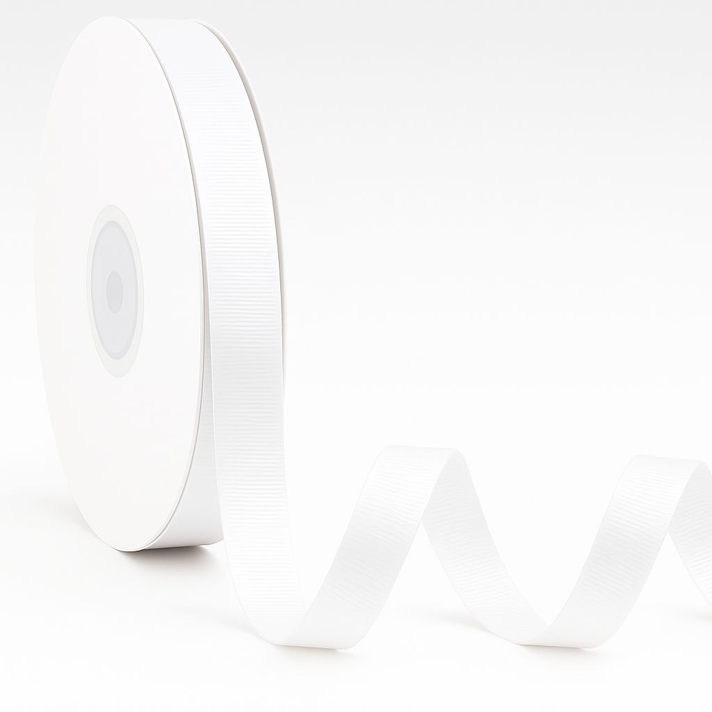 1/4" X 50 YDS WHITE GROSGRAIN RIBBON.   ND